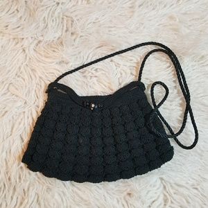 Vintage crochet black bag
